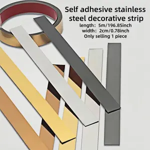 5M Stainless Steel Decorative Strip, Self Adhesive Metal Wall Trim Molding, Peel and Stick Border Edges Tape for Wall, Ceiling and Mirror Frame