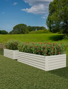 Gaomon 2pcs 6x3x2 ft Galvanized Raised Garden Beds, 24" Tall Beige Rust-Resistant Metal Planter Boxes for Flowers, Herbs, Easy-Assembly Outdoor Gardening Furniture
