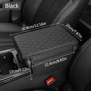 2Pcs Upgraded Car Center Console Cover, Microfiber Leather Car Armrest Cover Cushion with 2 Storage Bags, Universal Car Armrest Storage Box Car Interior Accessories for Most Vehicles