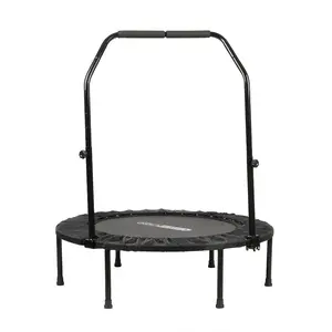 HolaHatha 40" Mini Trampoline Fitness Rebounder with Adjustable Handle, Black