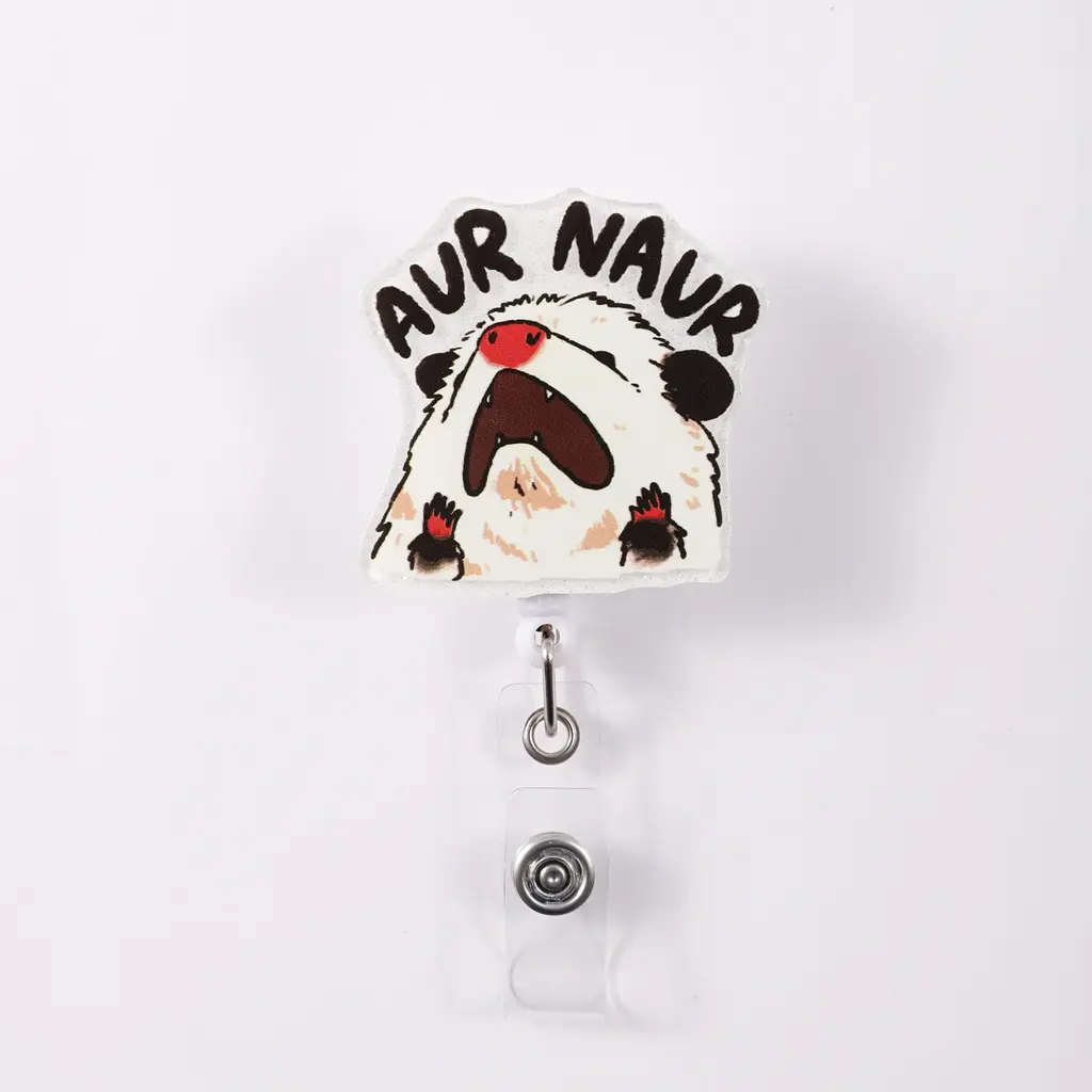 1pc Unique Animal Shaped Badge Reel, Fun 'aur Naur' Slogan, Ideal for Work Ids and Keycards, Cute Design for Everyday Use, Nurse Badge Reel, Nursing Badge Reel, Badge Holder, Badge Accessories