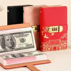 Large capacity 100-page 3-ring binder cash and photo storage book with password lock-heavy plastic cover, binding system suitable for money, stamps and photo albums-office use, financial record notebook, Office Stationery Supplies