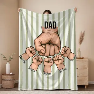 Father’s Day Dad Fist Bump Blanket Ultra Soft Flannel Throw Cozy Warm Gift from Kids for Bedroom Couch Sofa Grandpa Papa
