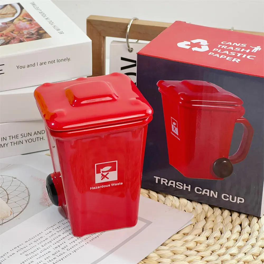 Red trash can cup 400ml