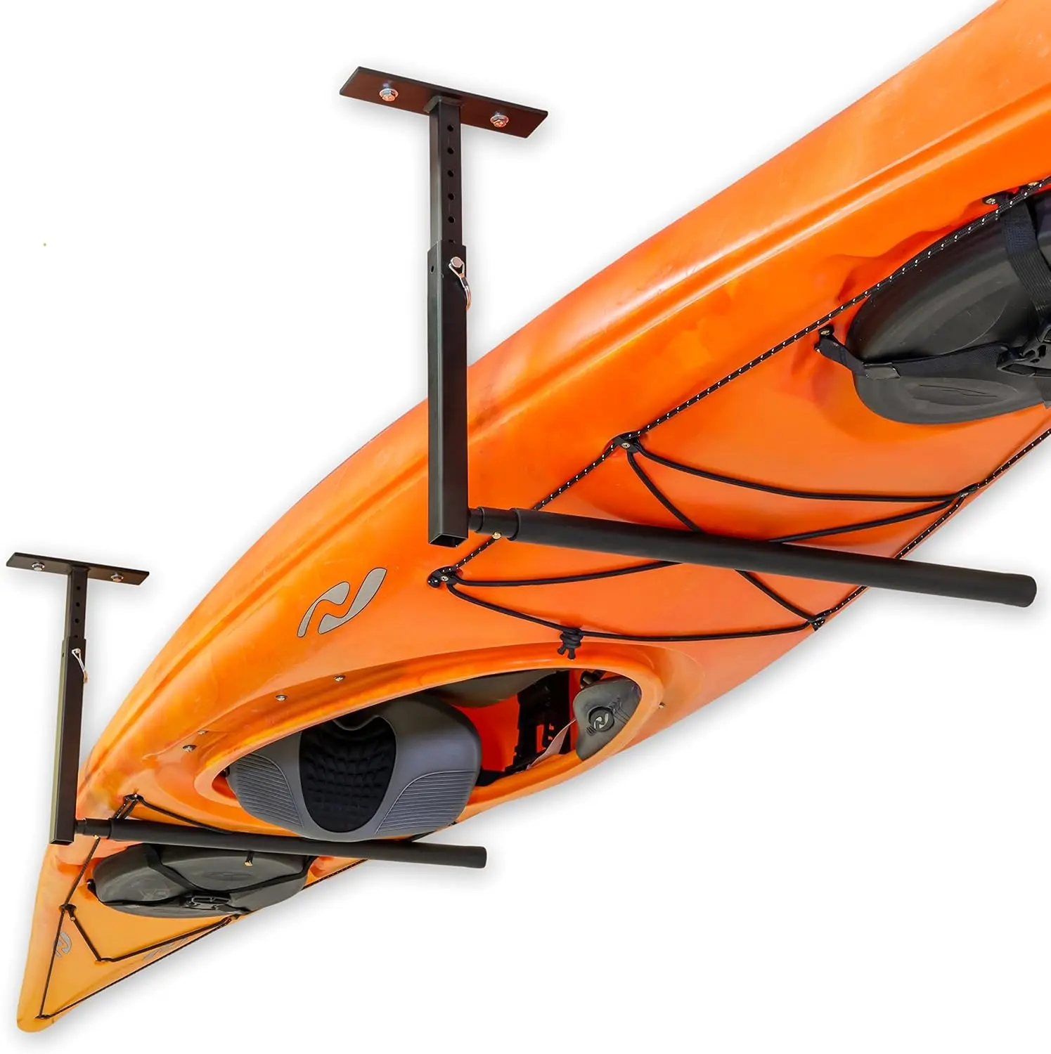 Adjustable Kayak Ceiling Rack, Garage Ceiling Kayak Hanger, Overhead Kayak Storage for Recreational and Touring Kayaks, Garage Organization