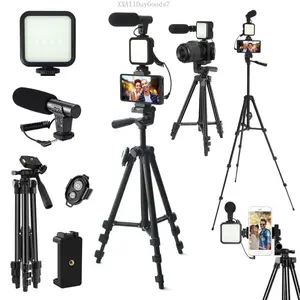 Portable Vlog Shooting Kit, 1 Set Phone & Camera Vlogging Kit, Selfie Stick Tripod & Selfie Light & Phone Clip with Microphone, Summer Outing EssentialsXXAllDayGoods7