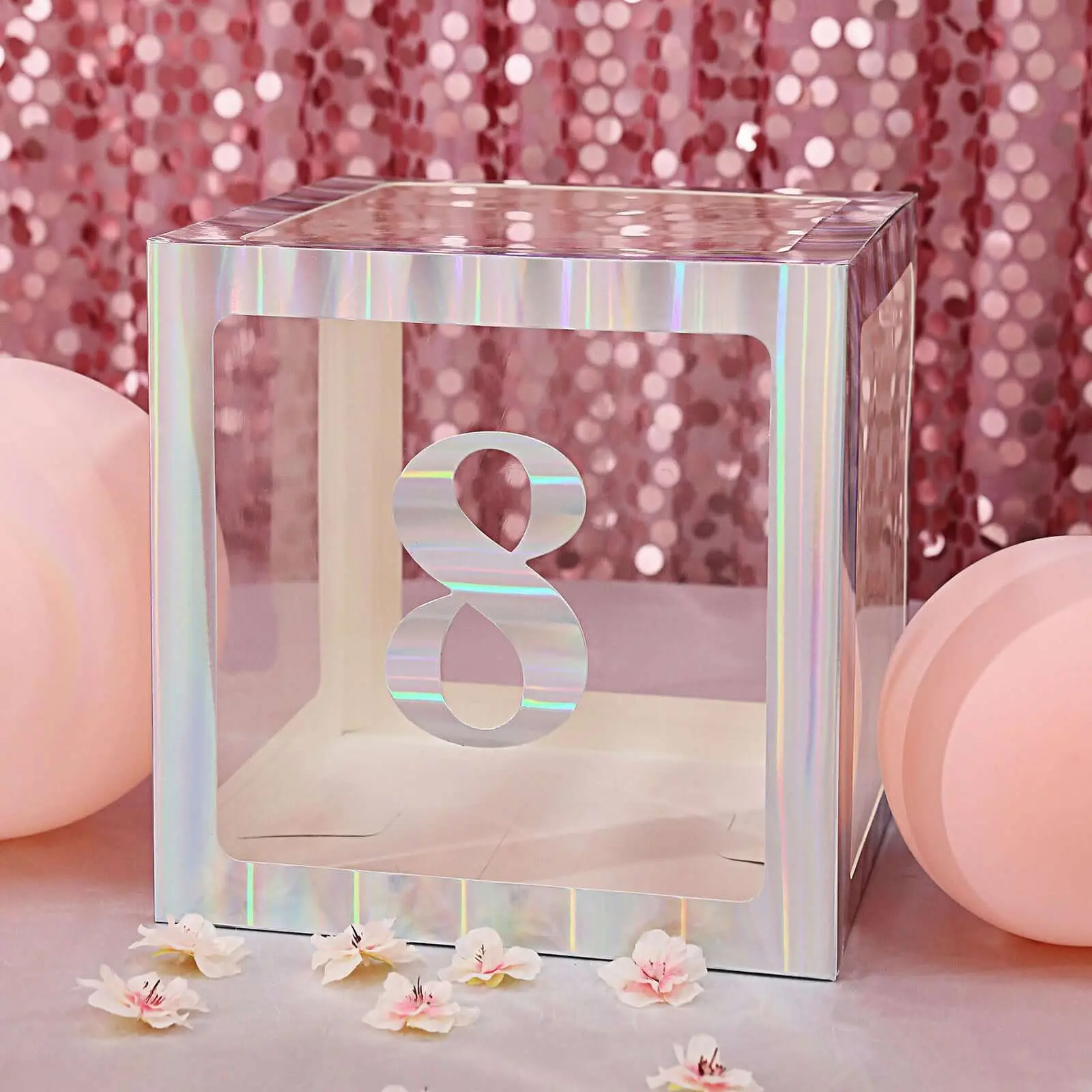 5" Iridescent Holographic Custom Number Stickers Banner 4-Pack - 0-9 "8" Design Decorative Stick-Ons for Baby Shower, Birthday Milestone Age & Date