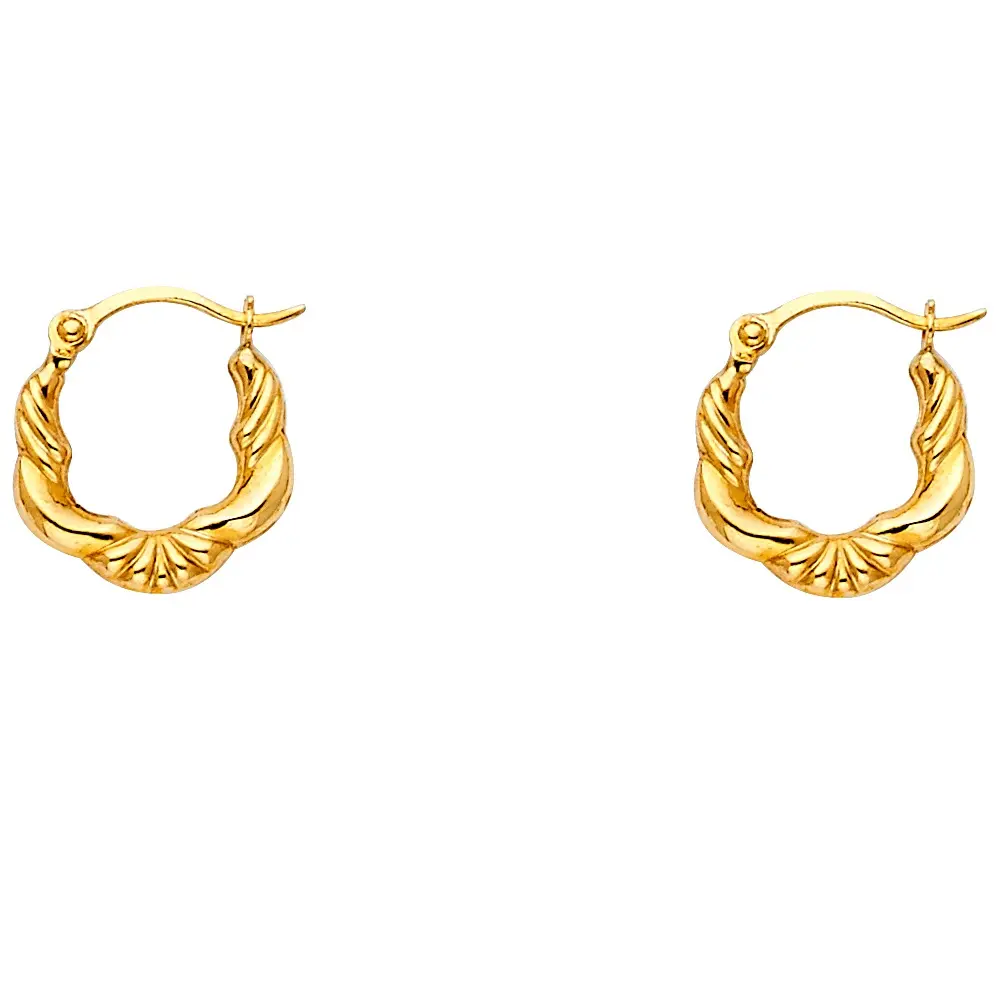 14k Fancy Hoop Earrings