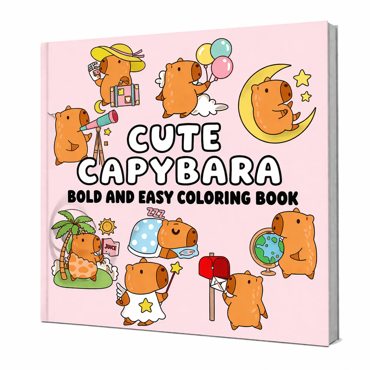 Comic-Style Capybara Kawaii Coloring Book for Kids - Adorable, Playful, Bold Lines, Easy-to-Follow Outlines, Frog Illustrations, Relaxation - Multi-Page Office Stationery Art Supplies Coloring Book, Coloring Books