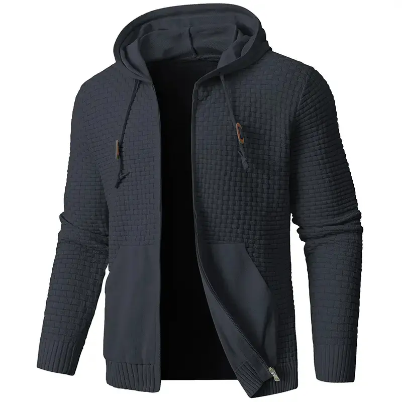 Grandclad Men's Full Zip Up Hooded Cardigan Sweater with Pockets