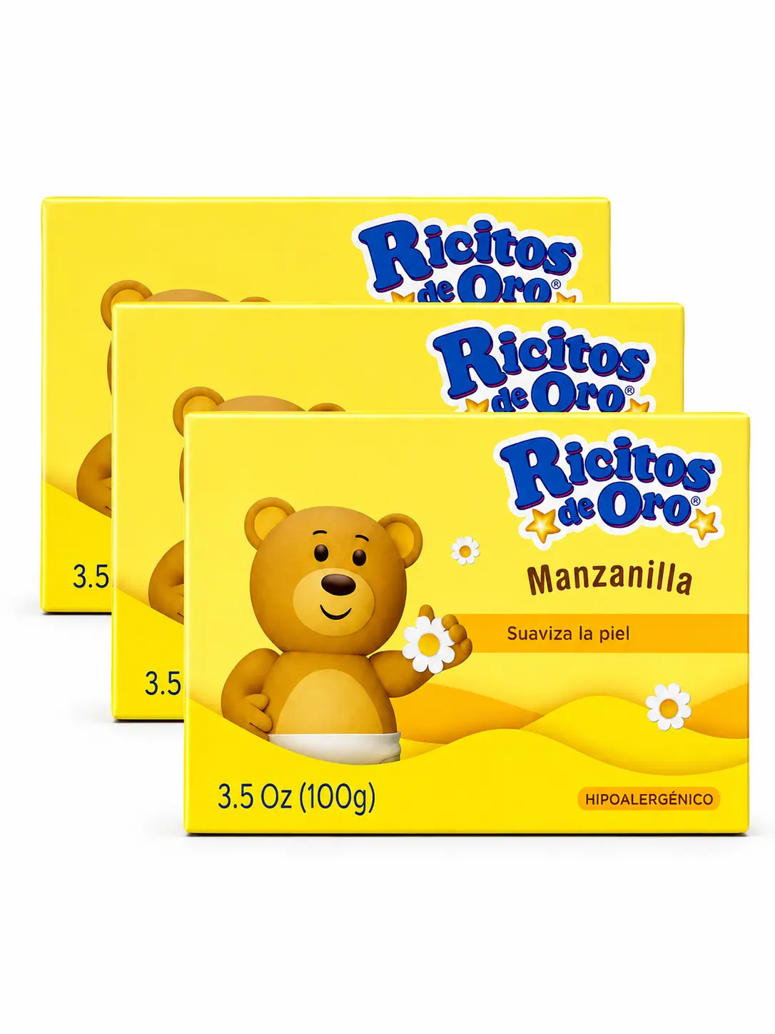 Jabon de Manzanilla Paquete de 3 - Ricitos de Oro - Chamomile Bar Soap 3pack 3.5oz