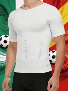 Men's Compression T-Shirt Seamless Body Shaping Tee, Soft Breathable Stretch Athletic Undershirt for Fitness Training and Everyday Wear