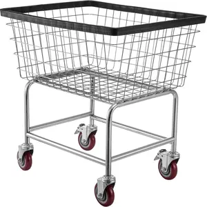 【Spotlight Day】VEVOR Wire Laundry Cart, 2.5 Bushel Wire Laundry Basket with Wheels, 21\'\'x27\'\'x27.5\'\' Commercial Wire Laundry Basket Cart, Steel Frame with Chrome Finish, 4inch Casters, Wire Basket Cart