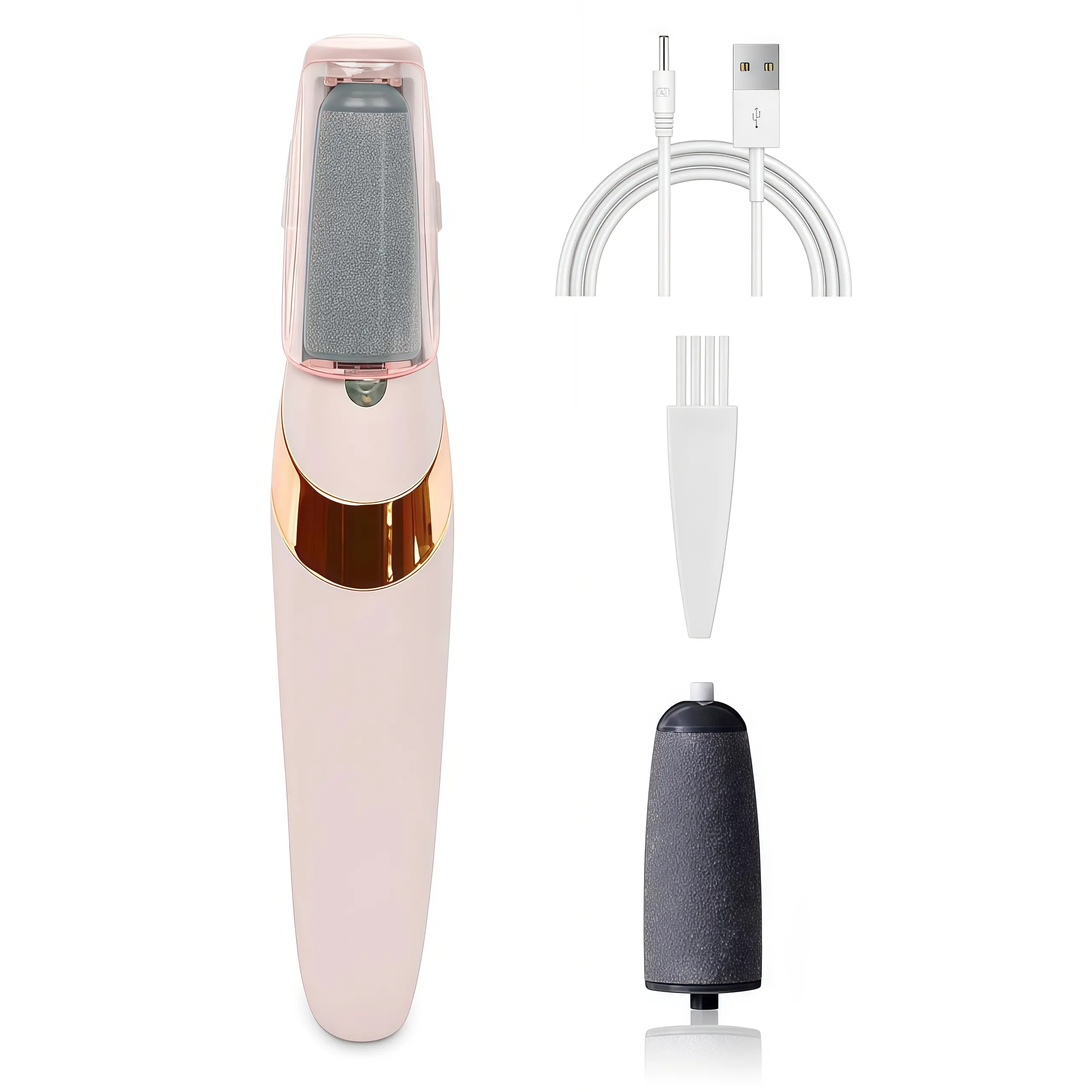 DIFEEIS Rechargeable Li-ion Electric Callus Remover Tool - LED Light, 2-Speed Adjustable Pedicure Care System, Replaceable Grinding Heads, Portable Foot Dead Skin Remover for Smooth Feet, Dual Speed