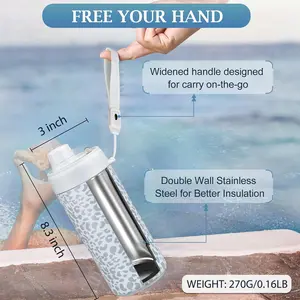 Sealed Can Cooler Fizz Lid Can Cover for 12 oz Regular, Slim Skinny Cans & As Thermal Bottle, 4-in-1 Insulated Vacuum Stainless Steel Carbonated Cold Drink Holder - Leopard