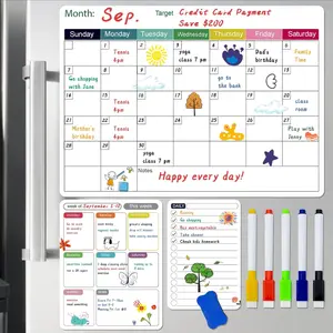 [New Deal]-3 Pack Magnetic Dry Erase Fridge Calendar Whiteboard Set,14.6" x 11" Reusable Refrigerator Calendar for Fridge & Wall-Monthly, Weekly,Daily Planners Refrigerator White Board with 5 Markers and Eraser