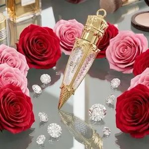 DIAQUIN Luxury Lipgloss - Elegant Gold-Plated Design with Rose Accents for a Luxurious Makeup Experience Glossy