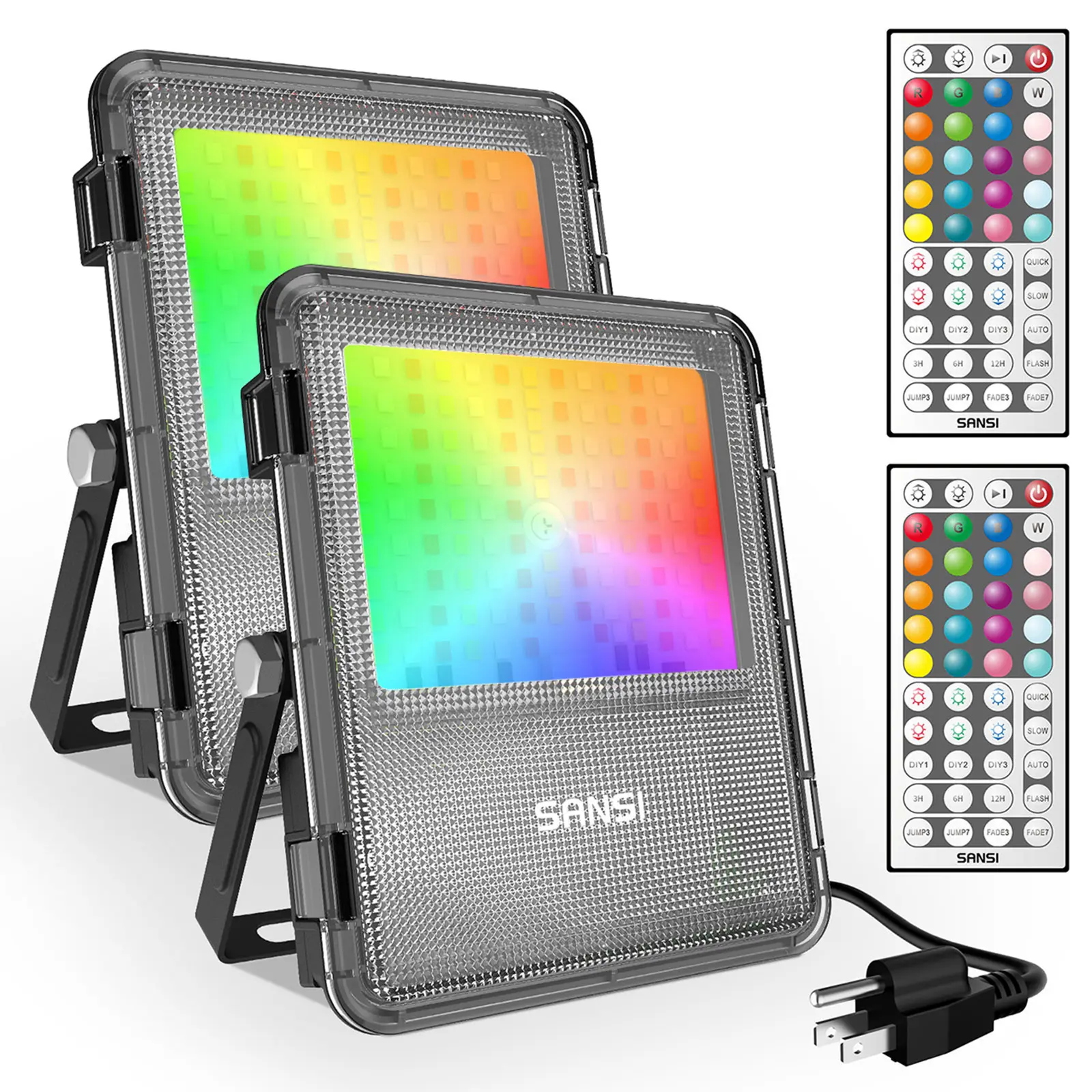 SANSI RGBW LED Outdoor Waterproof Permanent Lights, 80~160W Color Changing Lights with Remote, Perfect for Valentine's Day Decor, Parties, Stages & Landscape, Energy Efficient, IP66 Waterproof, 2-Pack Landscape Light luces de colores Lighting Decorative s