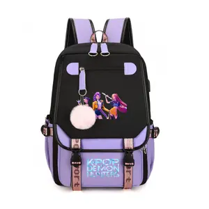 Kpop demon Backpack for School Girls, Cute High School Backpacks for Teens Women Student Large Bookbag 15.6 Inch Laptop Bag for College Work Travel Trip,Demon Hunters Kpop Merch