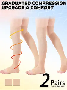 2 Pairs Knee Thigh High Compression Stockings Over the Knee for Women Men Long Socks Sports Socks Athletic Running Socks 15 - 20 mmhg Circulation Socks Blood Flow Issues Running Pregnancy Sport Gym Medias para la Mujer Medical