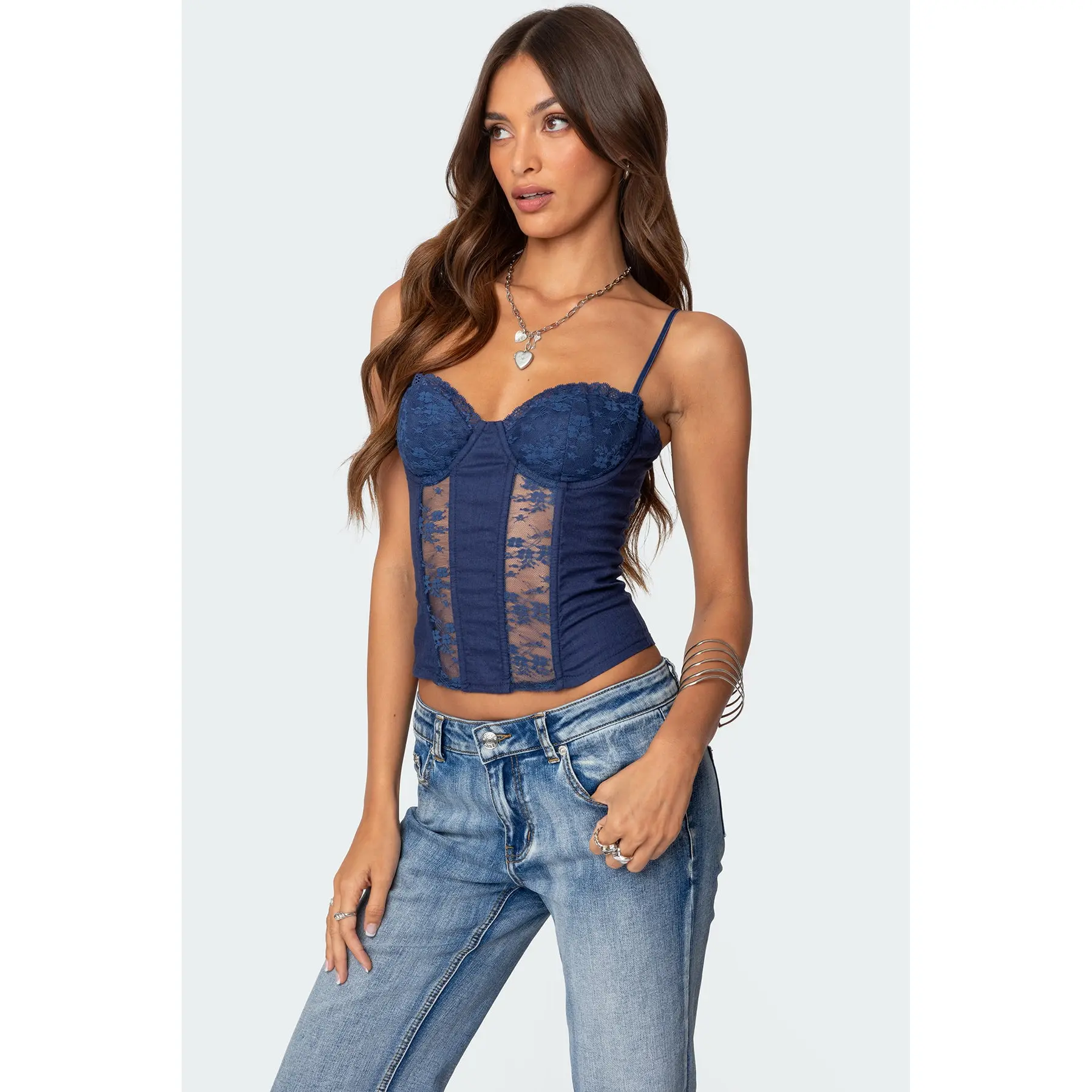 Avena Linen Look Lacey Corset