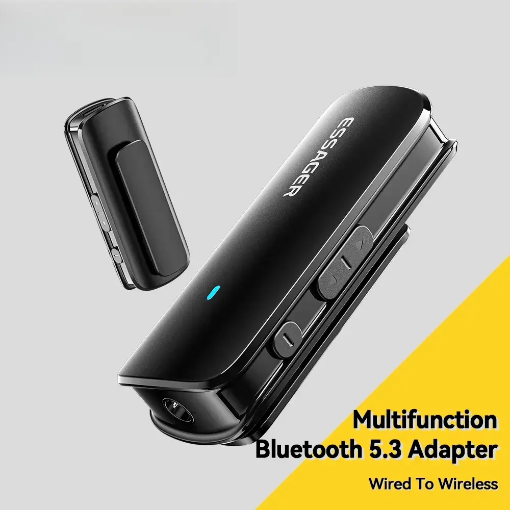 Essager Compact Bluetooth 5.3 Wireless Adapter Card, Multifunctional 3.5mm Jack Aux Stereo Receiver, Accessories for Headset, Phone, TV, Car Audio