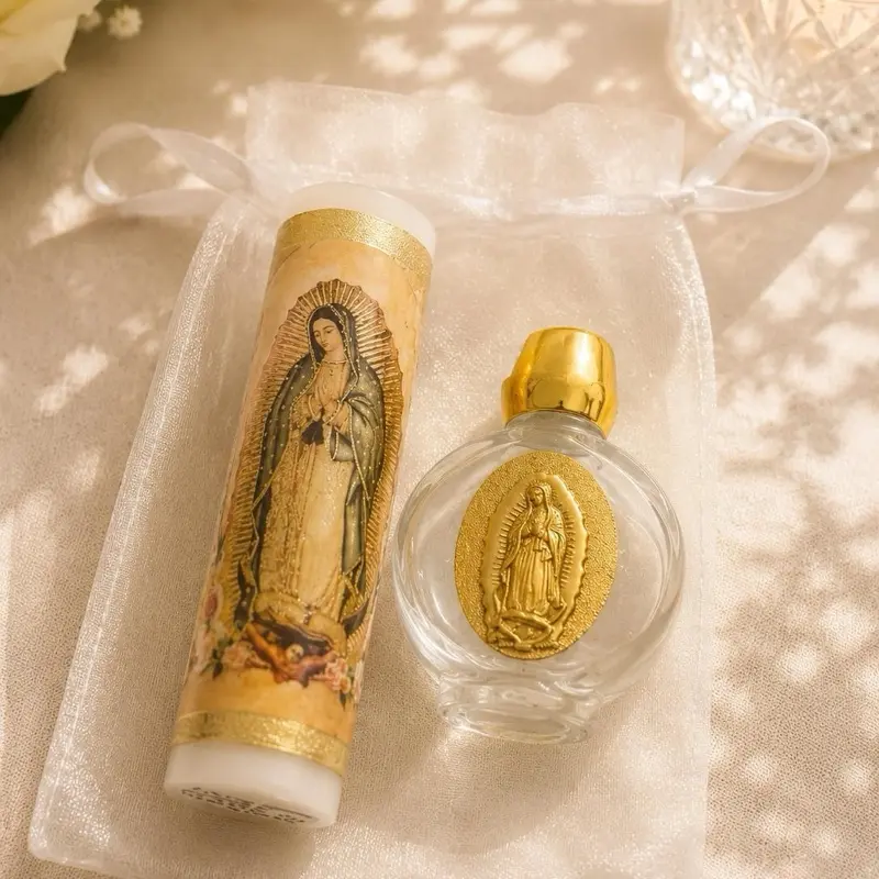 12sets, Baptism party Favors mini candle and holy water bottle
