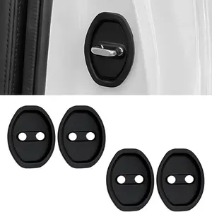 4PCS Car Door Lock Silicone Cover Sound Dampening Pad Silicone Car Door Latch Lock Cover Strike Protector Universal Latch Guard Slam Stopper Shock Absorber for Interior Auto Gate Latches