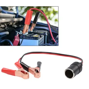12V Battery To Cigarette Lighter Adapter Alligator Clamp Clip 20A Car Socket