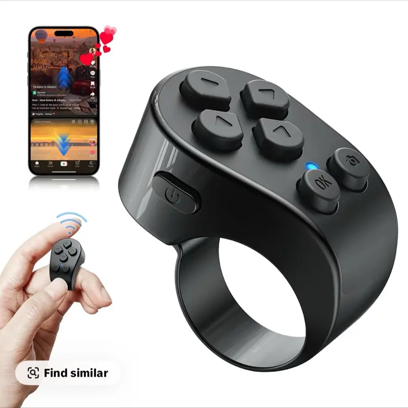 PUTARE Scrolling Ring for TikTok, Wireless Remote Control Page Turner for iPhone Android, Phone Video Scroller, Page Turner for Kindle App, Camera Shutter Remote for Selfies, Short Videos, E-Books SummerWins