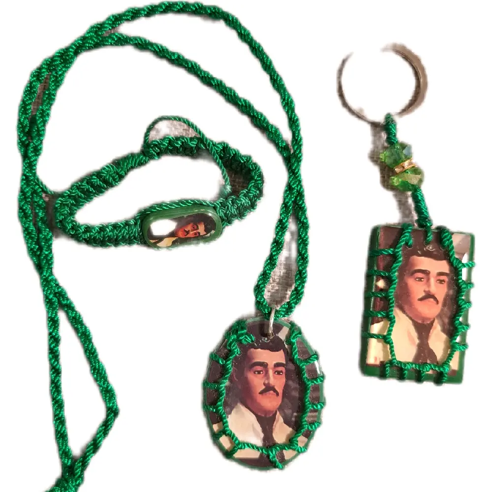 3pc set Jesus Malverde  Keychain, bracelet and necklace