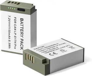 EGOWAY LP-E17 Battery 2-Pack 1100mAh USB-C Fast Charging Port Battery for Canon EOS R100 R10 R50 RP R8, Rebel T8i T7i T6i T6s SL2 SL3 EOS M3, M5, M6, EOS 200D 77D 750D 760D 800D Digital Camera (2PCS)