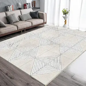 A light gray diamond-patterned home rug, machine washable and fade-resistant, soft and durable, suitable for holidays and any space, including hotels, offices, sofas, beside beds, hallways, etc.