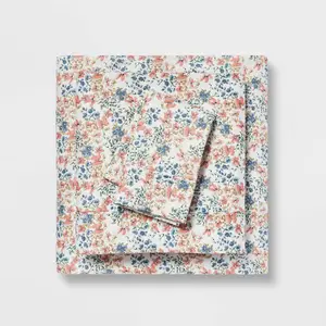 Twin/Twin XL Printed Performance 400 Thread Count Sheet Set Ditsy Floral - Threshold: Cotton Sateen, 3-Piece Set, OEKO-TEX Certified