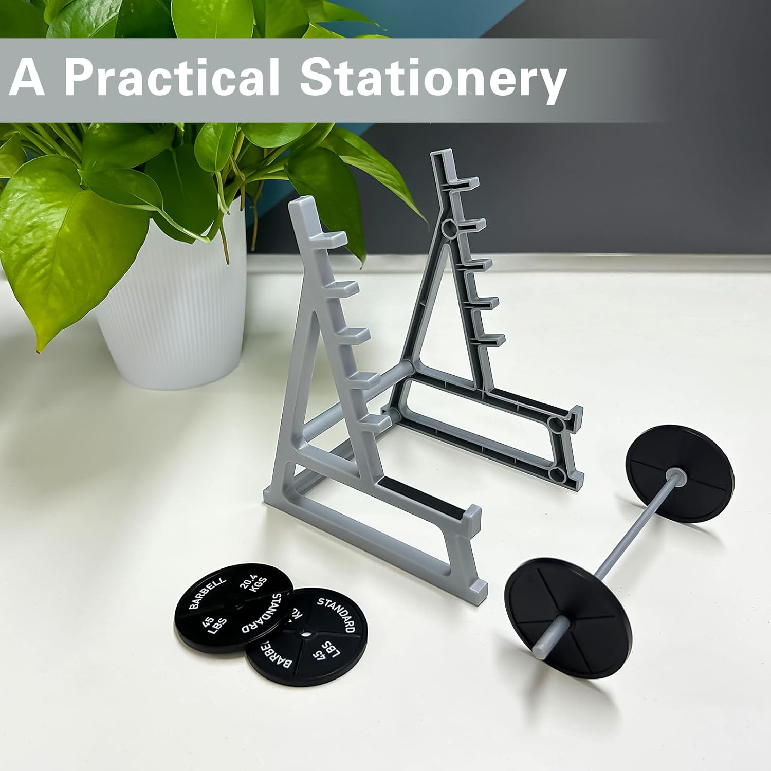Squat Rack Pen Holder for Desk, Barbell Rack Pen Holder, Gym-themed Unique Shape, Office Stationery Organizer Decor, Mini Weight Racks Pencil Holder for Fitness Weightlifting Lovers