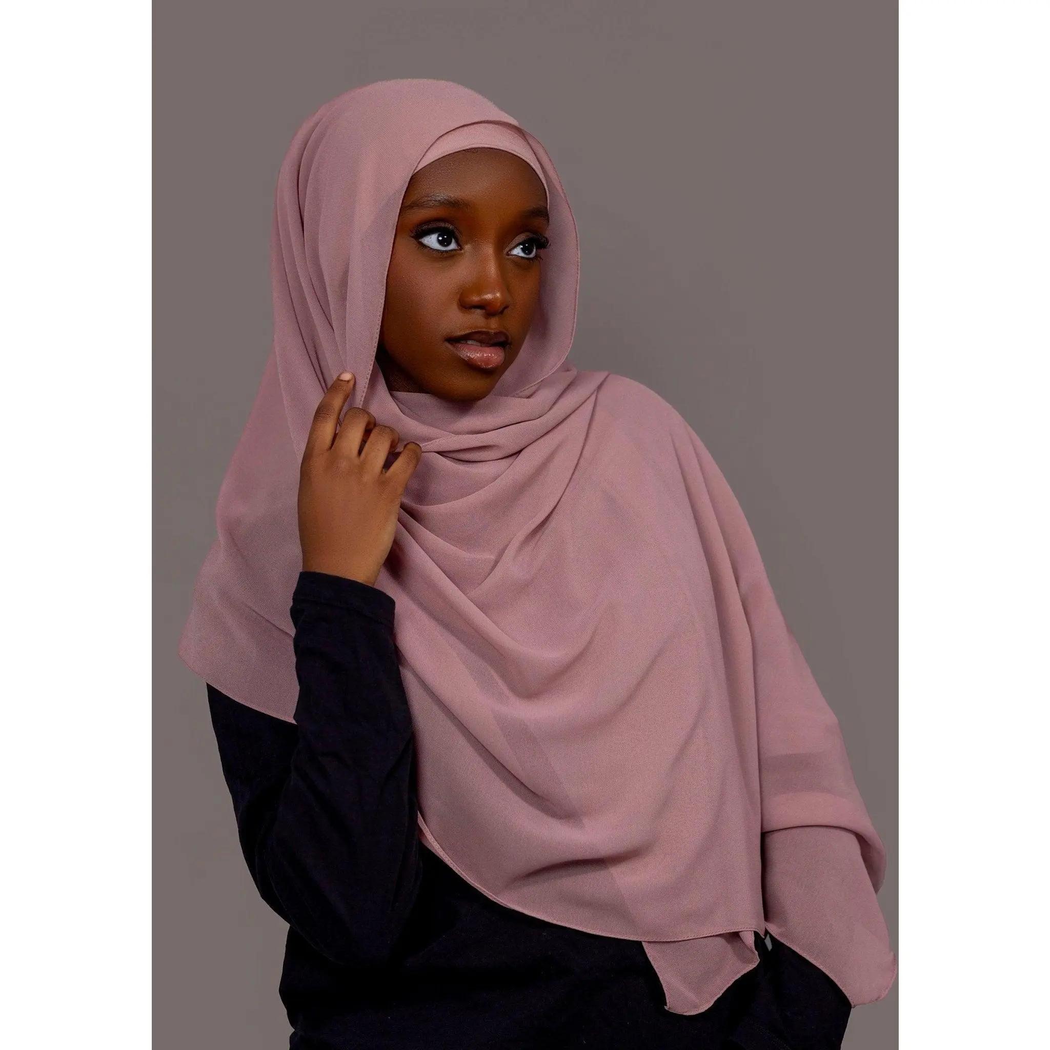 Chiffon Hijab with matching under cap set – Mauve Blush