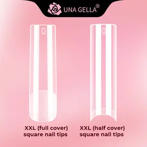 UNA GELLA Nail Tips – 216PCS Long Square Full & Half Cover, Pre-file, No C Curve, DIY Gel Press On Nails, 12 Sizes, Clear Gel Nail Extensions for Art Salon tiktokshopspringglowup#Summervibes