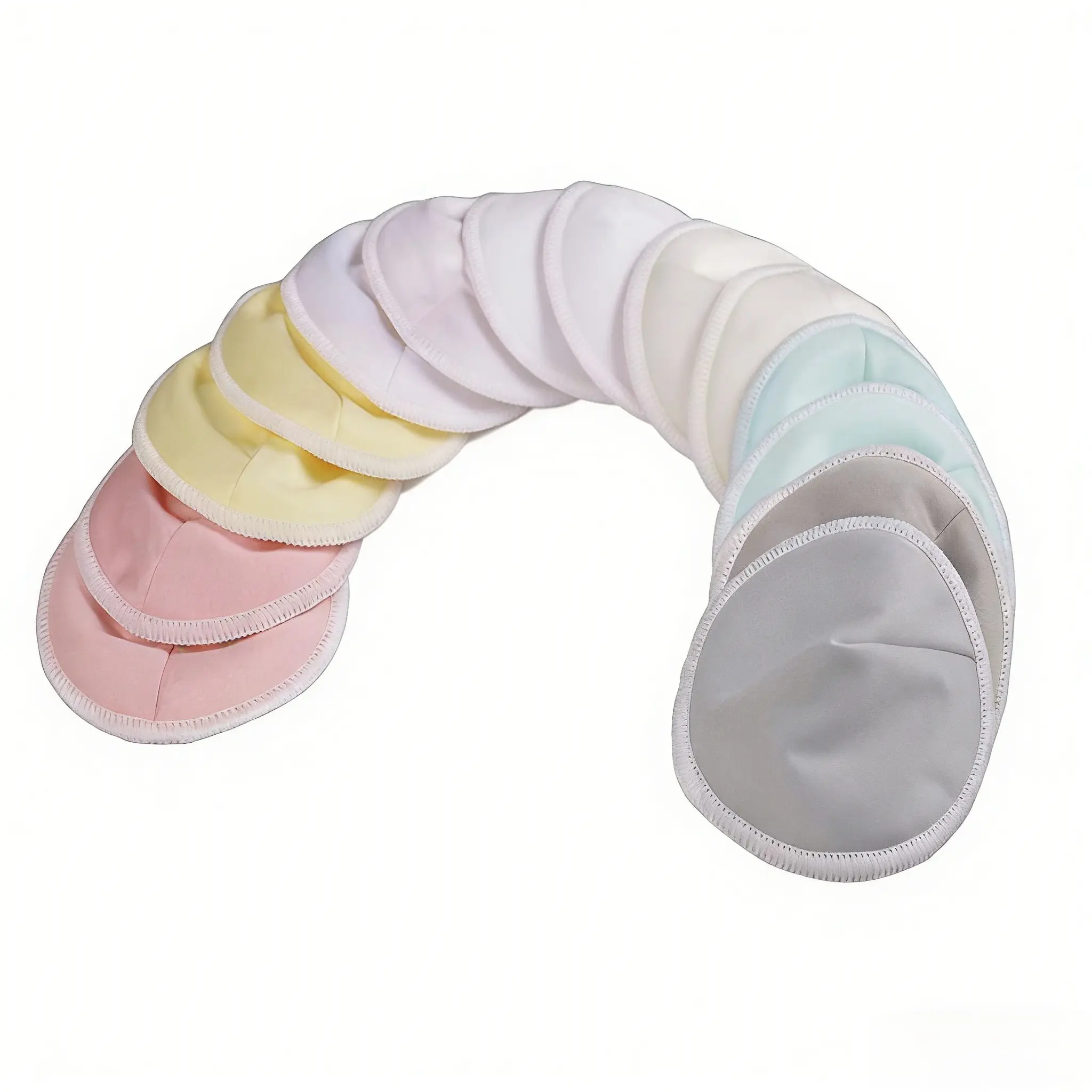 Reusable High-Absorbency Bamboo Fiber Nursing Pads, 14 Pack Washable Multi-Color, Eco-Friendly Soft, Best Comfort and Leak Protection