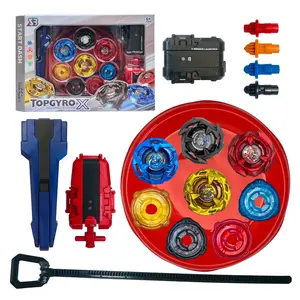 New X Series Gyro Set, Finger Spinning Top, 4 Gyros, 2 Launchers, 1 Handle, Small Arena Included, Perfect for Multiplayer Play, Birthday Gift, Holiday Present