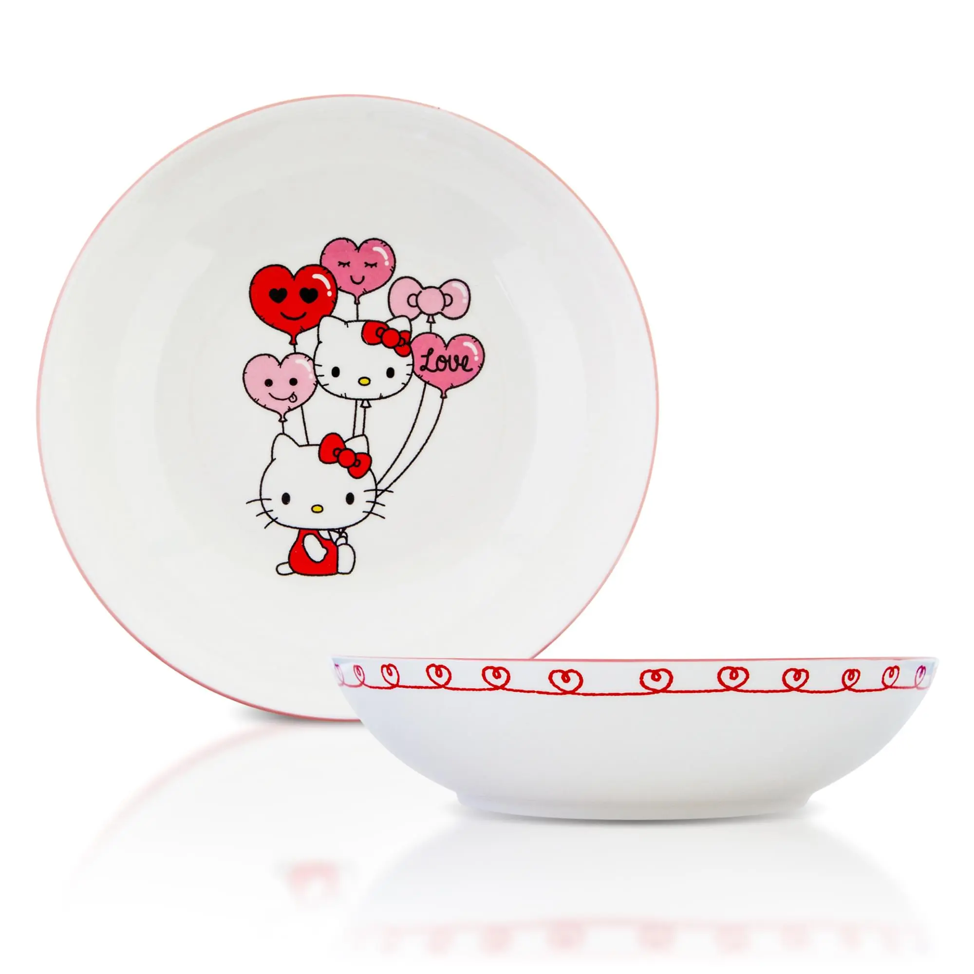 Sanrio Hello Kitty Balloons 9-in Kitchenware Ceramics Tableware Dinner Bowl, Fun Toynk Only Dinnerware Sets Coupe Bowl