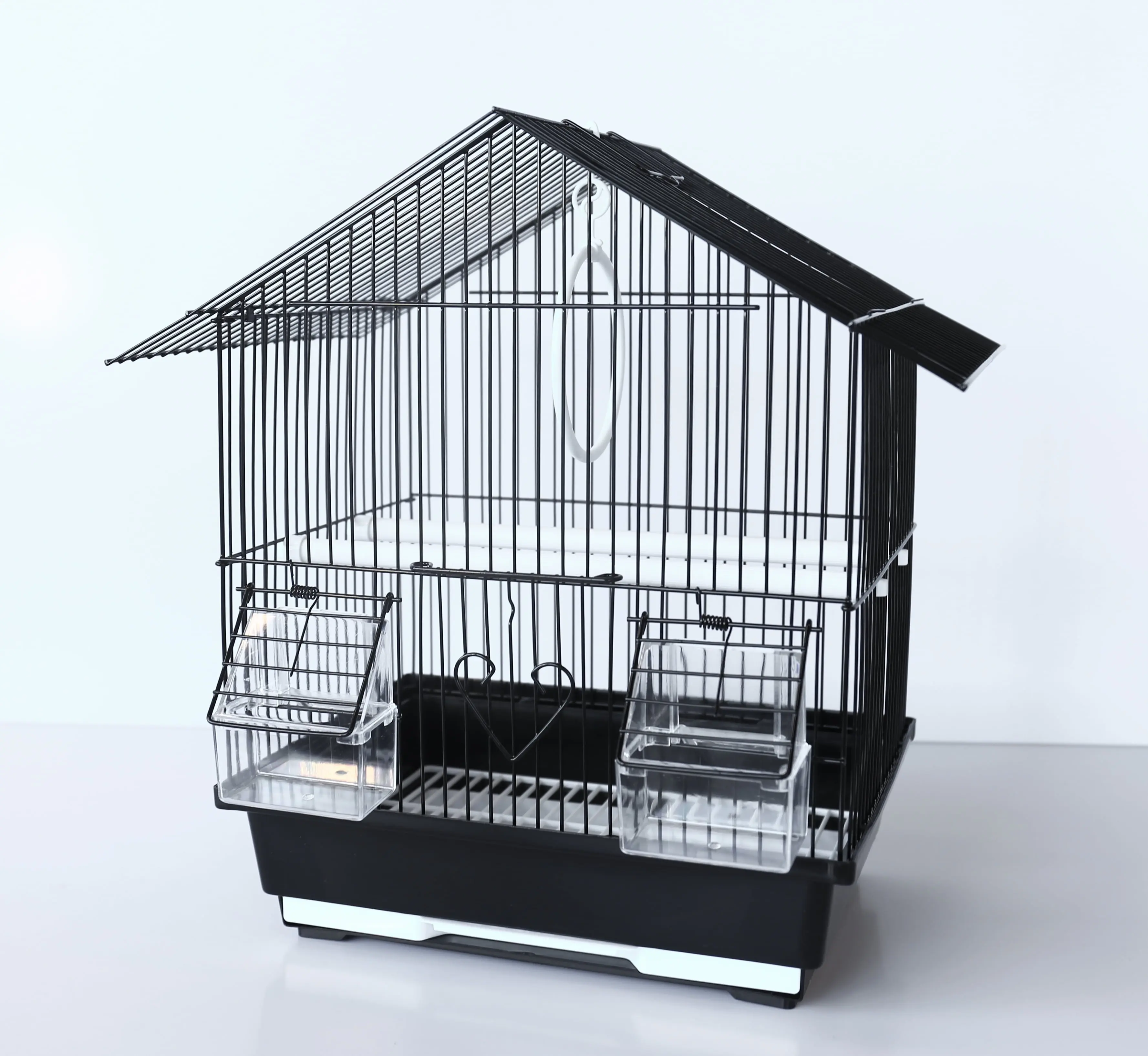 A&E Cage Co Starter Kit Bird Cage  12 x 9 x 155 Light Wire Cage with Perches Swing & Feeding Cups  Black