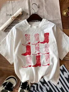 Graphic Print T-shirt, Short Sleeve Crew Neck Casual Top for Summer & Spring, Women's Clothing
