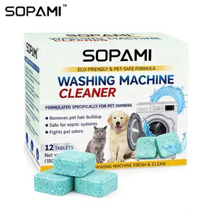 SOPAMI Eco-Friendly Washing Machine Cleaner 12 Tablets Removes Pet Hair Buildup & Fights Odors for Fresh Clean Washers
