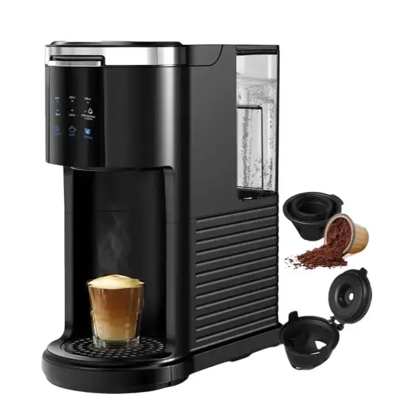 Kismile Single Serve Coffee Maker K Cup 2 in 1 with Auto Cleaning Shut Off for Ground Coffee & Pods 6 to 14 Oz Brew Sizes Mini One Cup Drip Coffee Maker Black timer function