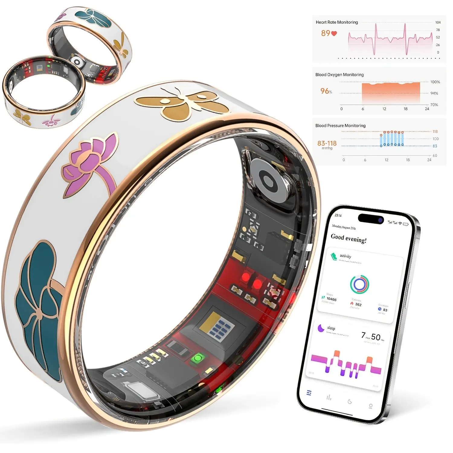 Multi-Functional Smart Ring, Ip6 Waterproof, Tracks Fitness Data, Syncs with APP, Remote Photo Control, Fashionable Design, Unisex, Fitness Wearable, Fitness Tracker Ring, Smart Wearable Devices