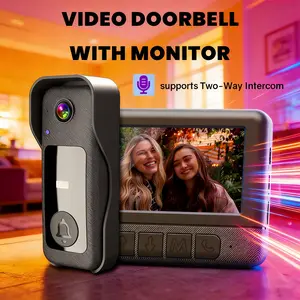 X6 Smart Wireless Video Doorbell with 4.3 Inch HD Monitor, Two-Way Audio, Infrared Night Vision, Motion Detection, No WiFi Required, Easy Install Home Security Camera, Visual Door Bell for Home Apartment Garage with 128GB Storage Support