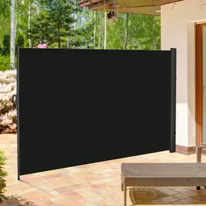118" x 79" Retractable Outdoor Privacy Screen & Driveway Guard Instant Side Awning for Wall Fence Shade Wind Block Black PA-coated Polyester UV Protection