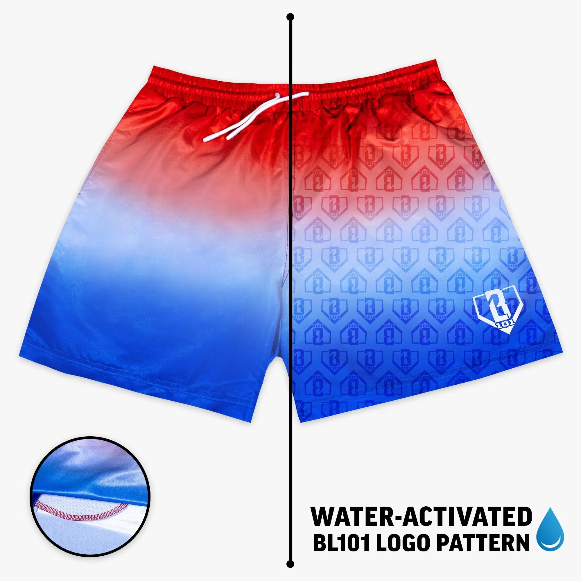 Gradient Youth Swim Trunks - Red/White/Blue