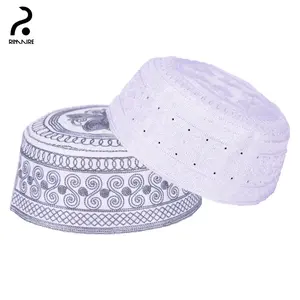 RIMAIRE Muslim Men Prayer Caps Fashion Embroidery Islmaic Yarmulke Premium Headwear Kufi Hat Casual Hair Cover songkok