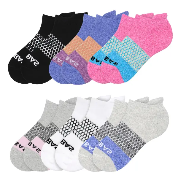 Bombas Tri-Block Ankle Socks for Men & Women, Multi-Pack Cushioned Footbed & Honeycomb Arch Support, Seamless Toe, Blister Tab, Soft Cotton Blend, Durable Everyday Comfort